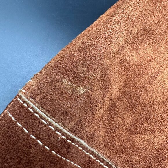 Vintage Western Brown Leather Suede Vest Small Zamher Mexico Festival Cowboy - Picture 8 of 10